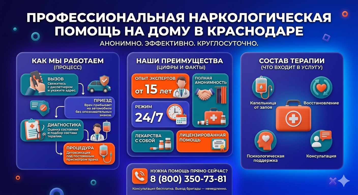 Инфографика о принципах лечения алкоголизма на дому в Аксае: этапы вызова нарколога, преимущества анонимной детоксикации и состав медицинской помощи.